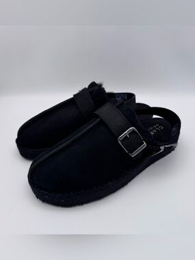 Clarks Originals Trek Mule Sling Black Warmlined Shoes Women 8.5 M EUC